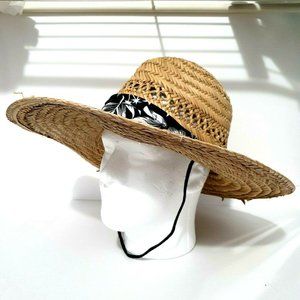 WALMART OS Yellow Straw Black White Fabric Strap